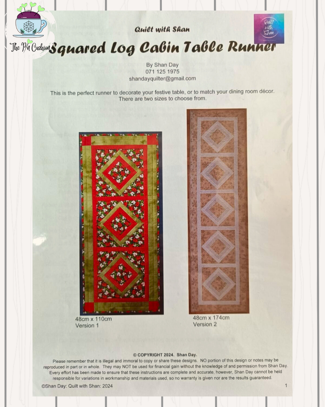 Squared Log Cabin Table Runner Pattern